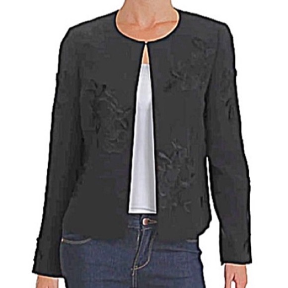 TAHARI Blazer Arthur S. Levine Black Blazer with Appliqués Size 4 - Picture 1 of 12